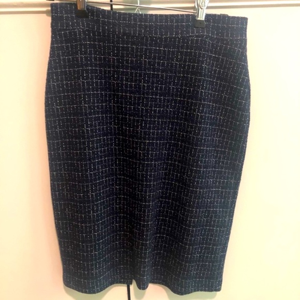 Anthropologie navy and white pencil skirt